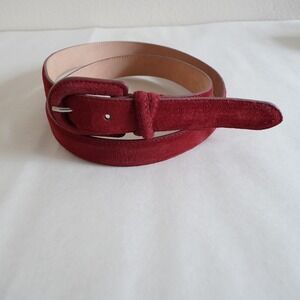 Vintage Talbots Suede Leather Belt Womens XL Burgundy Red Italy Skinny Classic